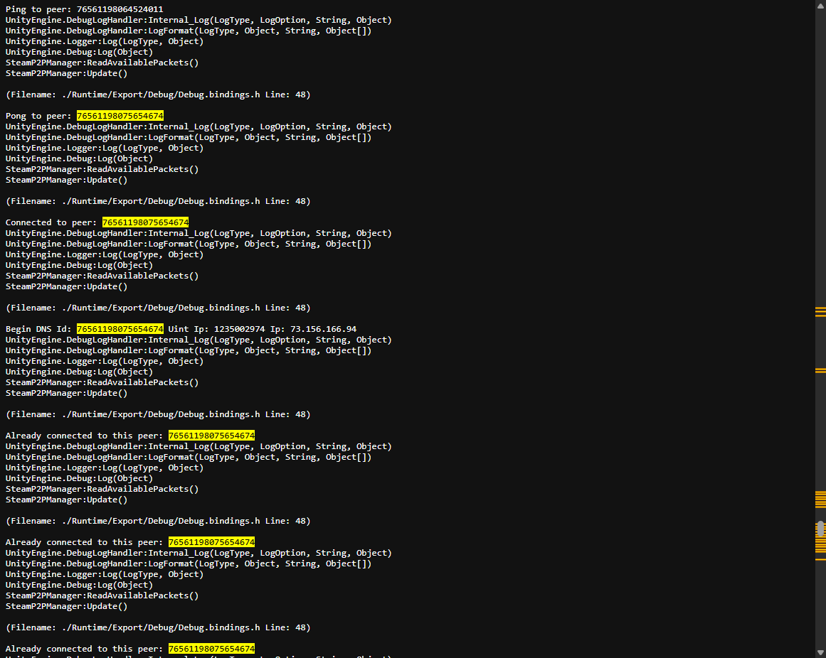 Console log confirming ID and IP match